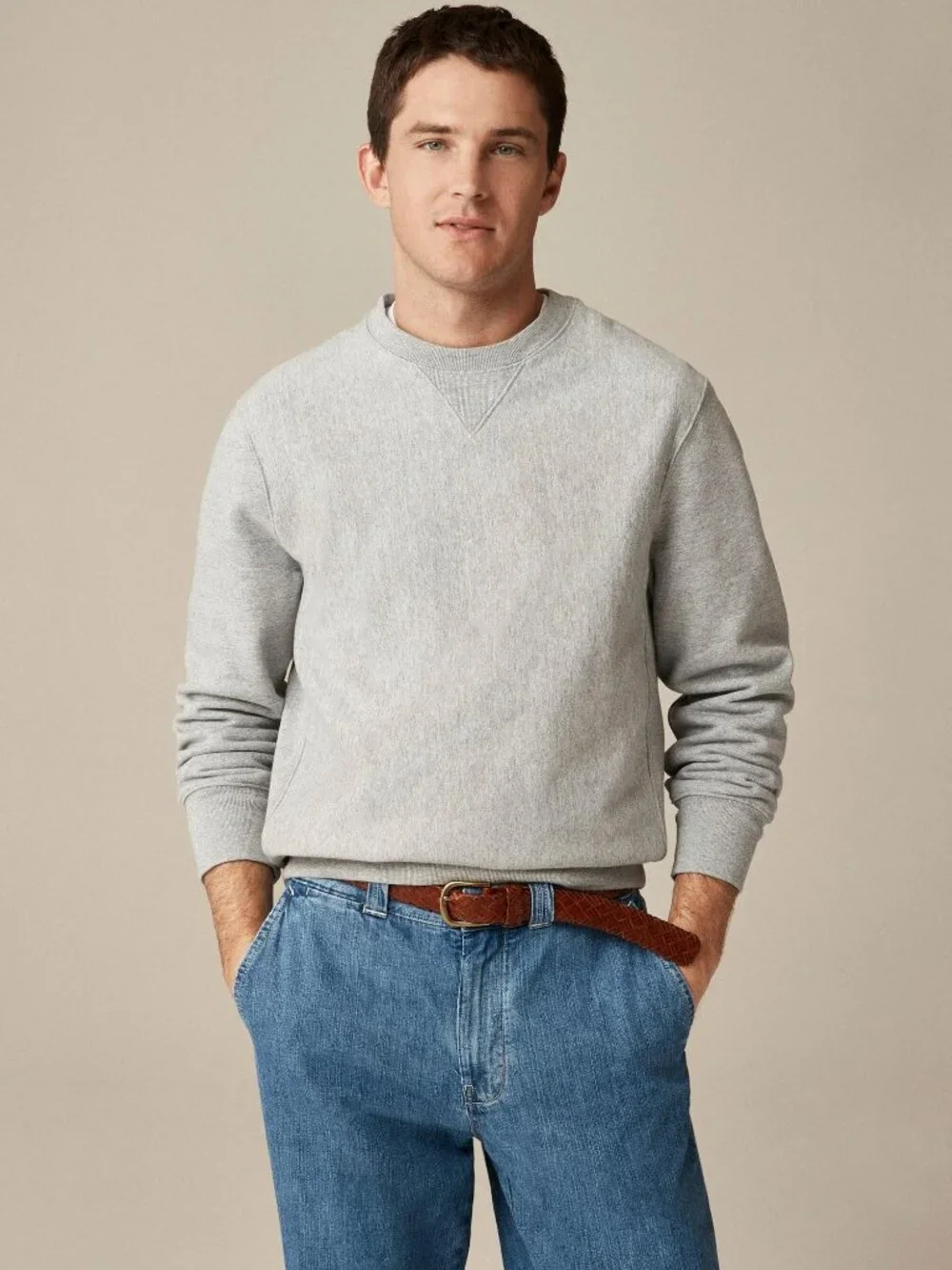 J. Crew French Terry Crewneck Sweatshirt Heather Gray Medium #A3023